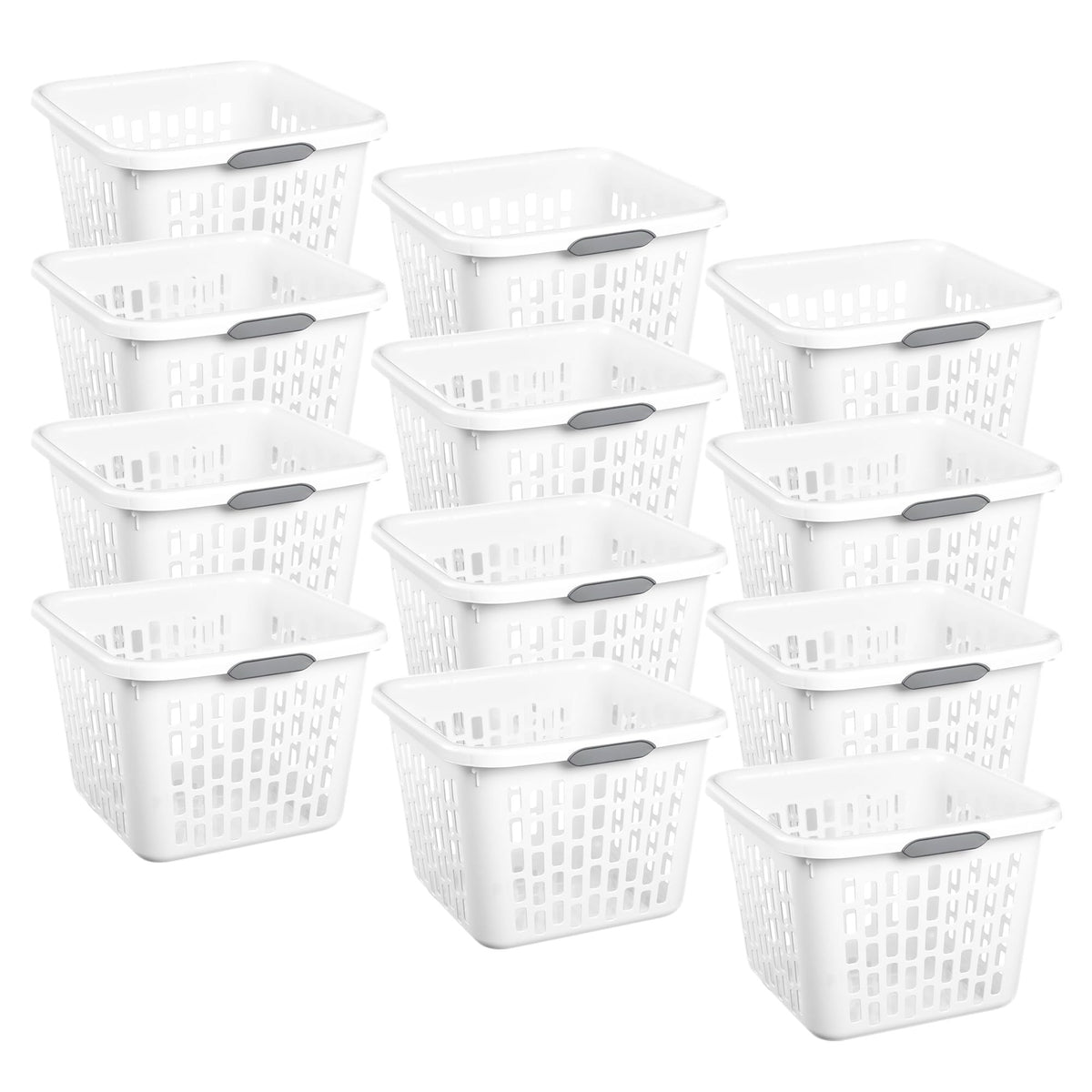 Sterilite Square Laundry Basket, Plastic Clothes Hamper, 6-Pack
