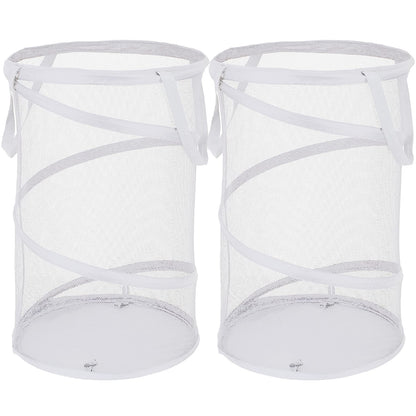 BATTOO Collapsible Laundry Basket Foldable Mesh Pop Up Hamper with Handles for Laundry Room, Bathroom, Kids Room, College Dorm, Travel, Storage Organizer Black