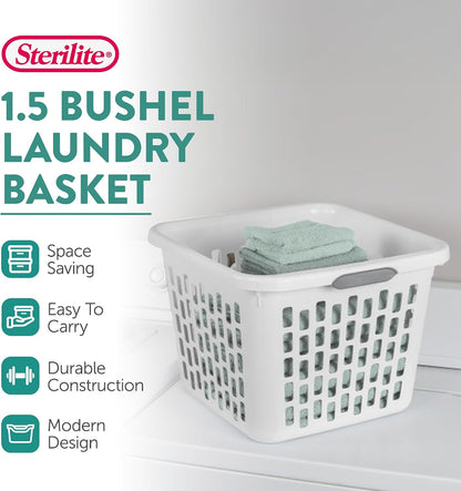Sterilite Square Laundry Basket, Plastic Clothes Hamper, 6-Pack