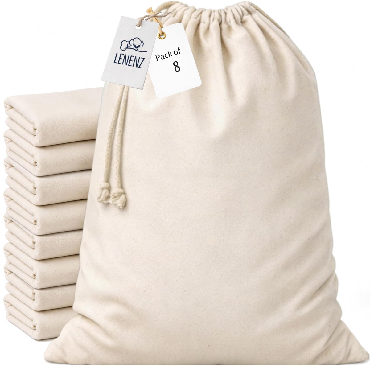 4 Pack Reusable Laundry Bags - 100% Cotton Multi Purpose Travel Laundry Bag - Durable & Machine Washable - Large Laundry Bag 28 x 36"