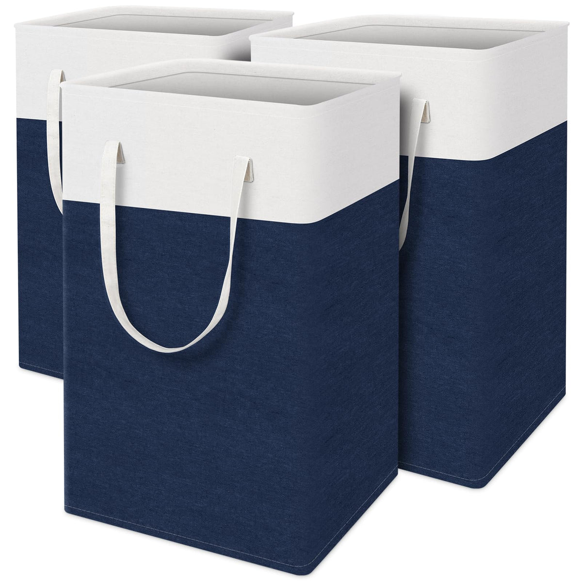 TasticTotes Laundry Basket 3-Pack, Laundry Hamper, 75L-Black