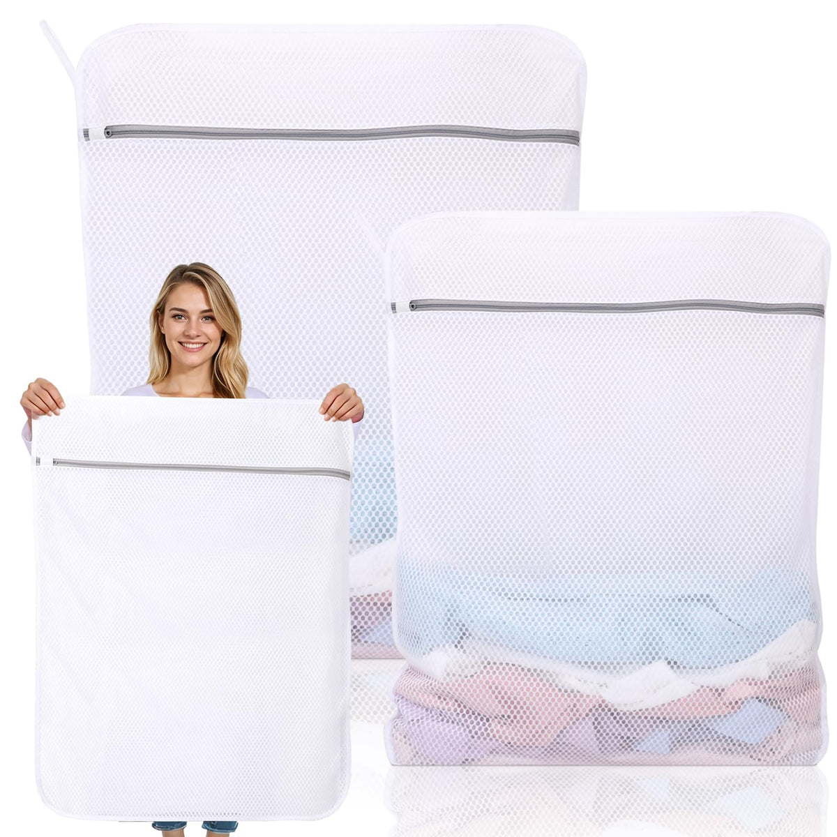 Dntorx 2 Pack XX-Large Mesh Laundry Bags for Delicates, 24 x 32 Inches