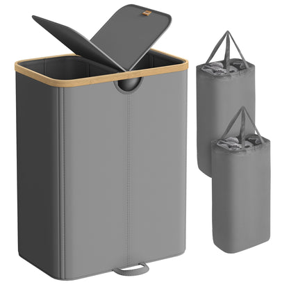 SONGMICS Laundry Hamper with 2 Lids, 150L Laundry Basket，2 Compartments