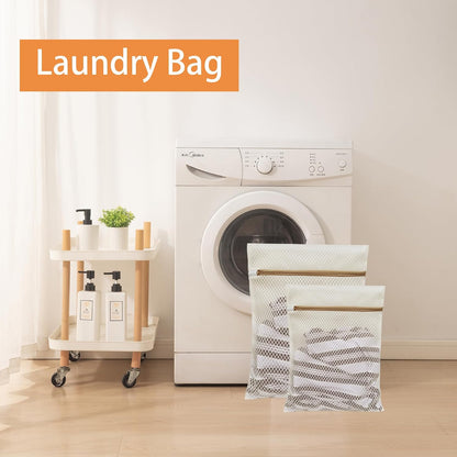 6Pcs Durable Honeycomb Mesh Laundry Bags for Delicates (3L 3M) Beige