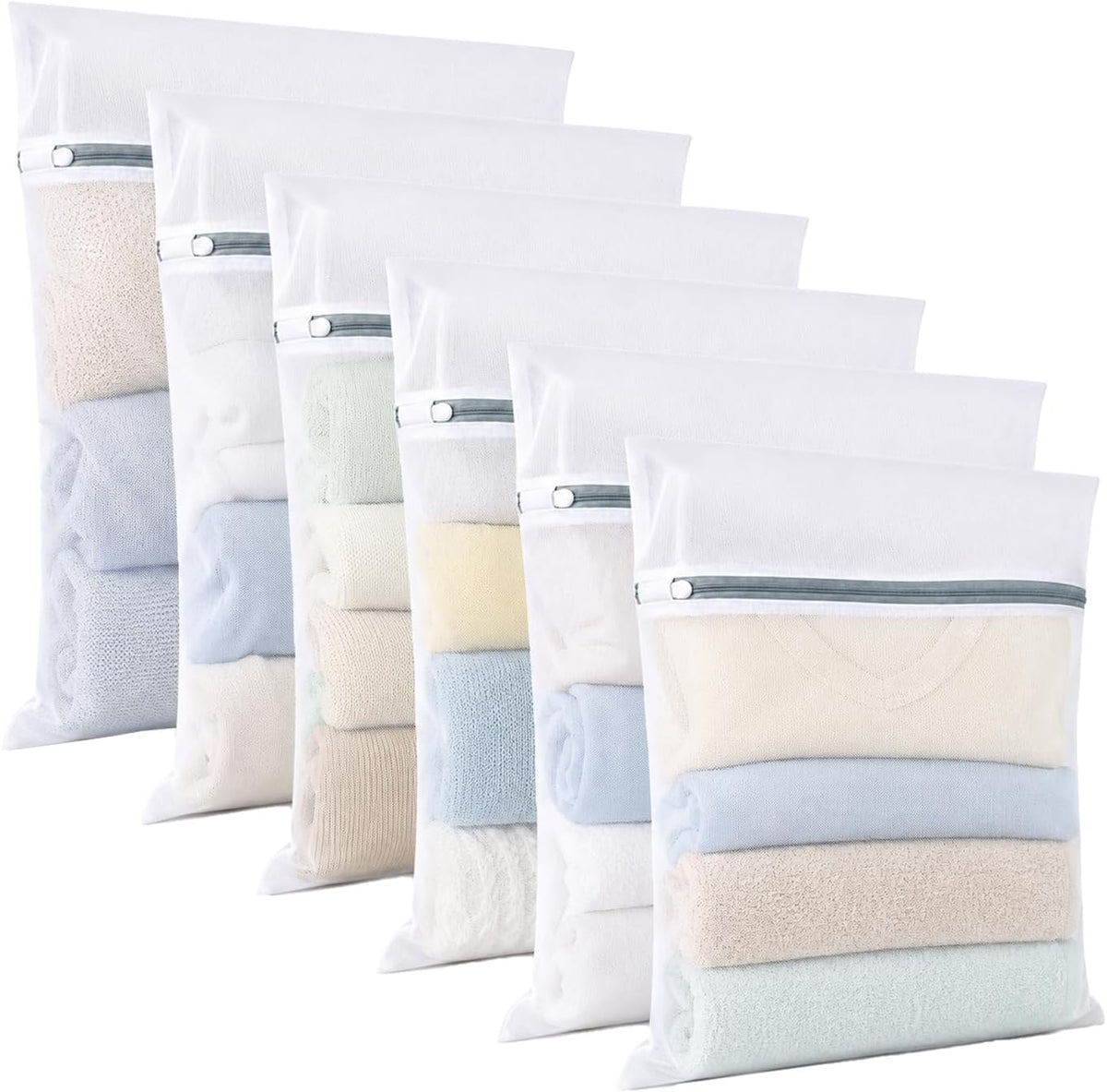 6 Pcs Mesh Laundry Bags for Delicates, Lingerie & Bra Washing,12 x 16 Inch