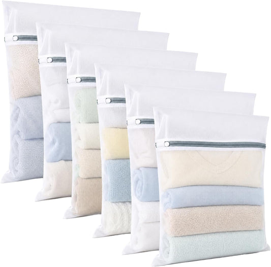 6 Pcs Mesh Laundry Bags for Delicates, Lingerie & Bra Washing,12 x 16 Inch