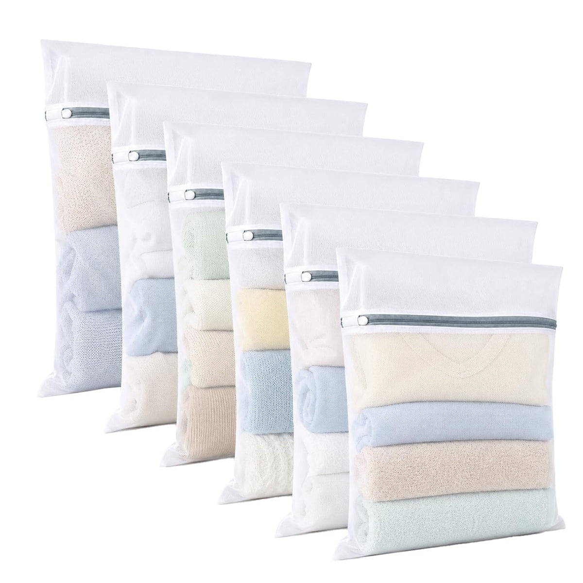 6 Pcs Mesh Laundry Bags for Delicates, Lingerie & Bra Washing,12 x 16 Inch