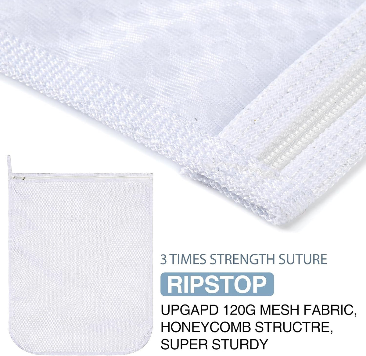 3 pcs Durable Honeycomb Mesh Laundry Bags for Delicates 3 Large (16" x 19")