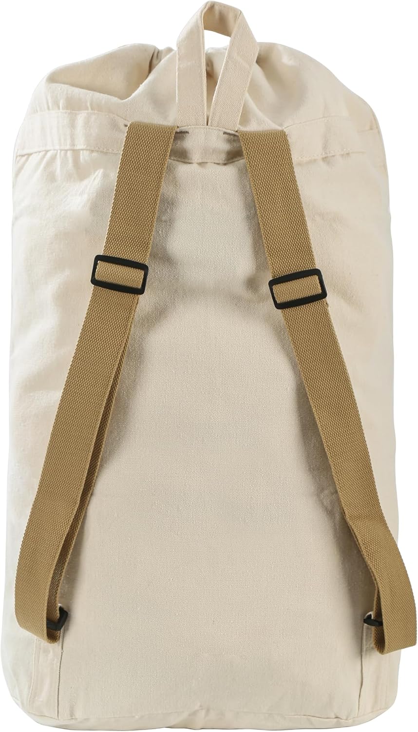Canvas Laundry Bag, Laundry Backpack, Beige, X-Large