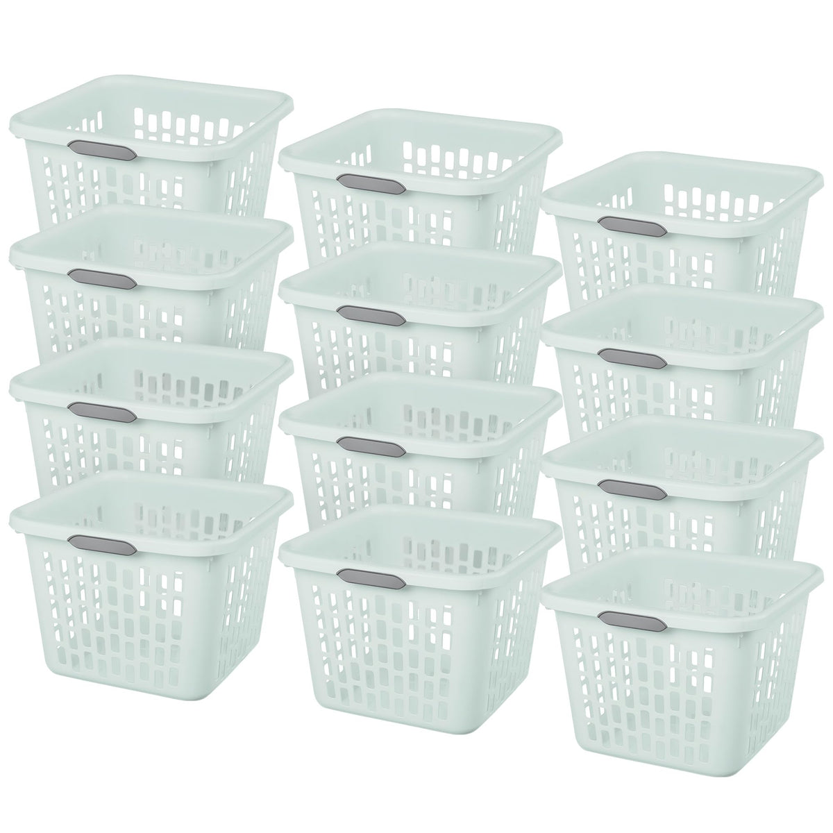 Sterilite Square Laundry Basket, Plastic Clothes Hamper, 6-Pack