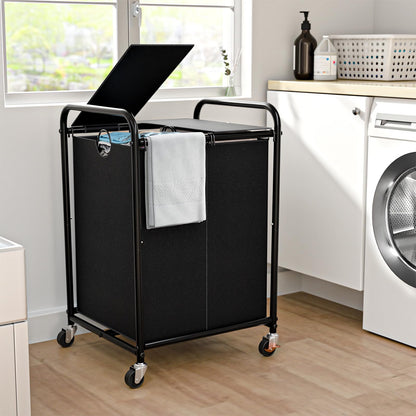 180L Laundry Sorter 3 Section, Rolling Laundry Basket with Wheels and Lid