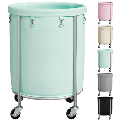 ELYKEN Laundry Basket with Wheels, Round Rolling Laundry Hamper, Black