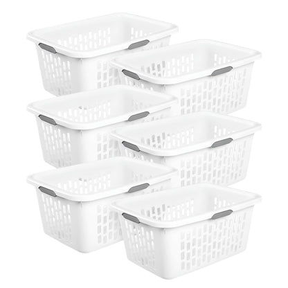 Sterilite Square Laundry Basket, Plastic Clothes Hamper, 6-Pack