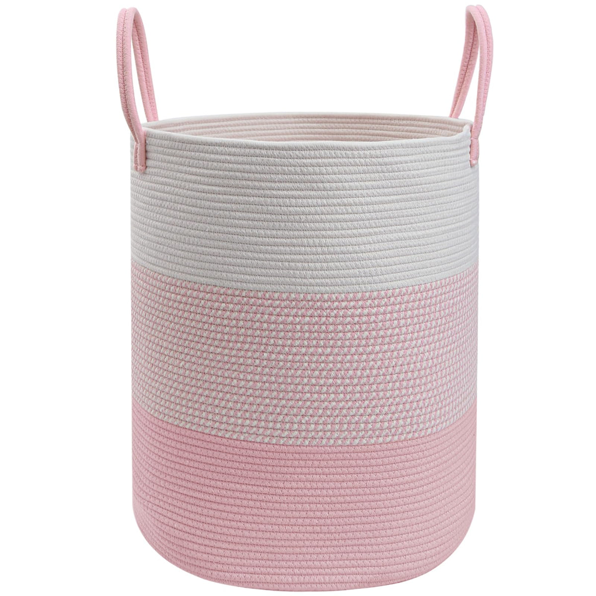 Large Laundry Hamper, Woven Rope Basket with Sturdy Handles- Grey