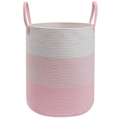 Large Laundry Hamper, Woven Rope Basket with Sturdy Handles- Grey