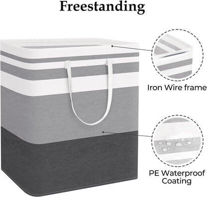 StorageRight Laundry Basket Hamper, 100L Collapsible Clothes Storage, Grey