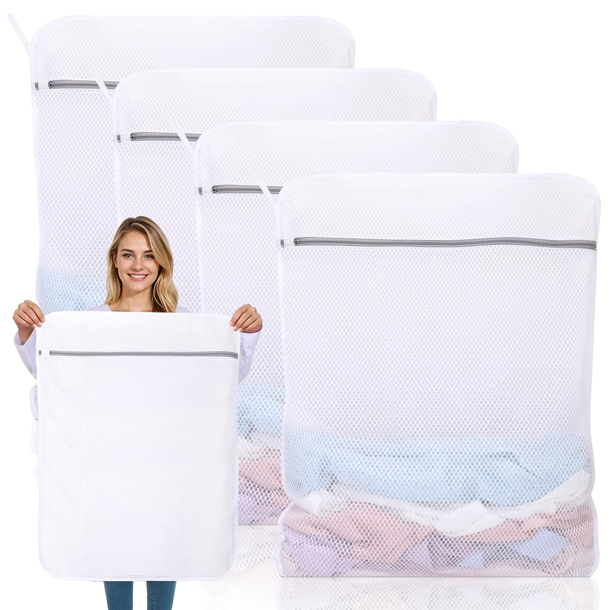 Dntorx 2 Pack XX-Large Mesh Laundry Bags for Delicates, 24 x 32 Inches