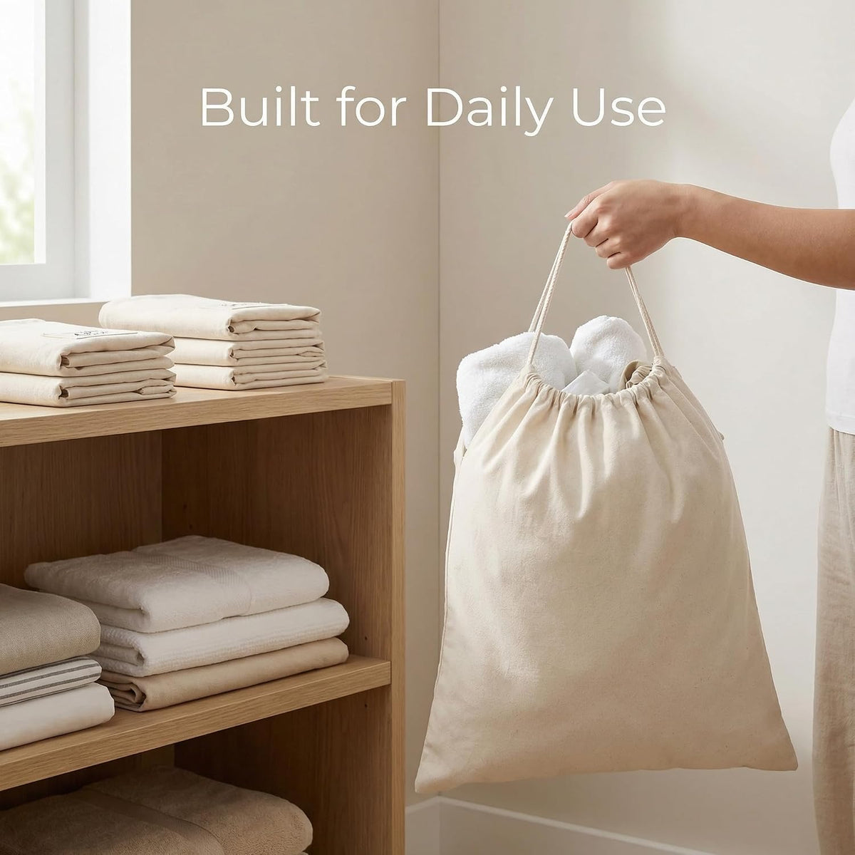 Urban Villa Laundry Bags 2-Pack 28”x36" Extra-Large Cotton Canvas Heavy Duty Washable Durable Travel Laundry Sacks with Drawstring Closure Reusable Hamper Liners for Dirty Clothes Delicates & Lingerie