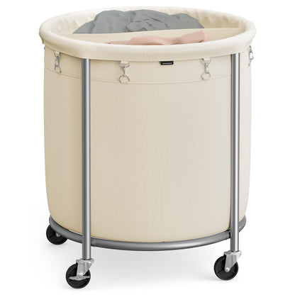 SONGMICS Laundry Basket with Wheels,190L, Steel Frame, Removable Bag