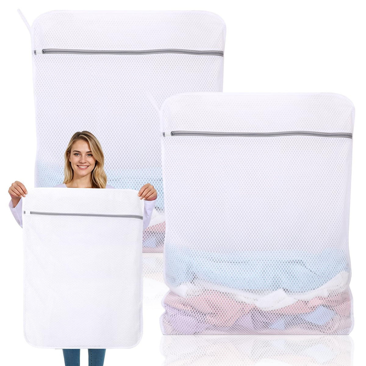 Dntorx 2 Pack XX-Large Mesh Laundry Bags for Delicates, 24 x 32 Inches