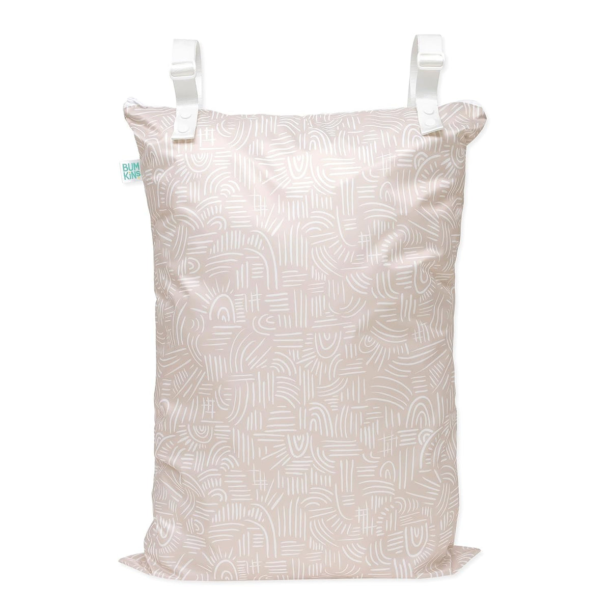 Bumkins Waterproof Hanging Wet Bag Large for Baby, Laundry, Dirty Clothes, Travel, Swim Suit, Cloth Diapers, Pool, Towels, Daycare, Beach, Zip Reusable Bag, Wetdry Vacation Packing, XL Boho Beige