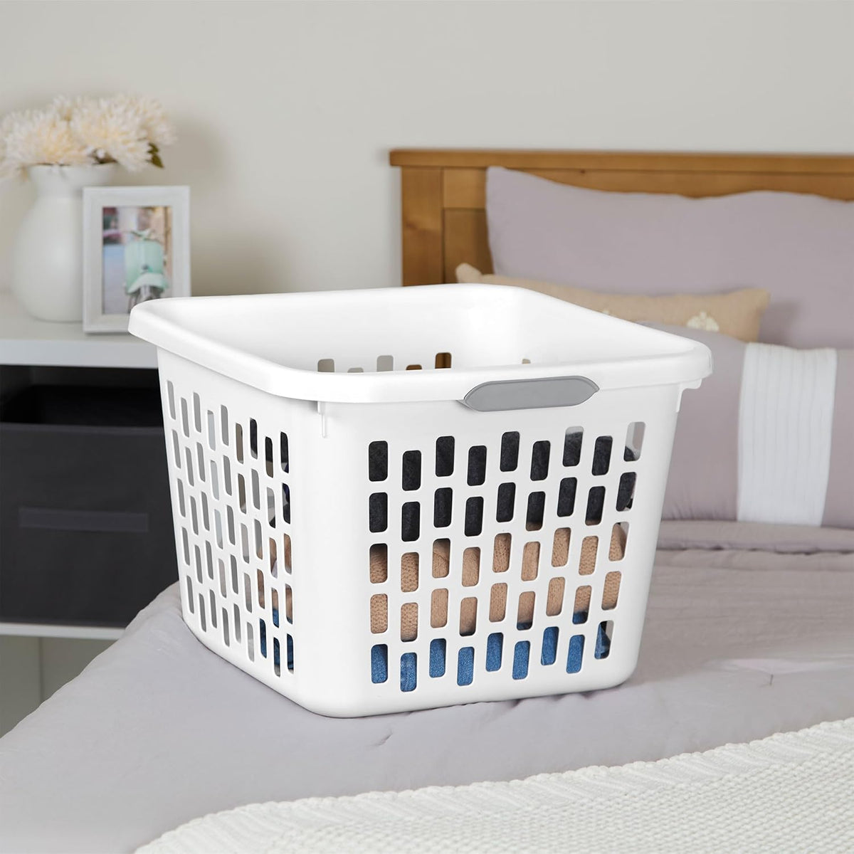 Sterilite Square Laundry Basket, Plastic Clothes Hamper, 6-Pack