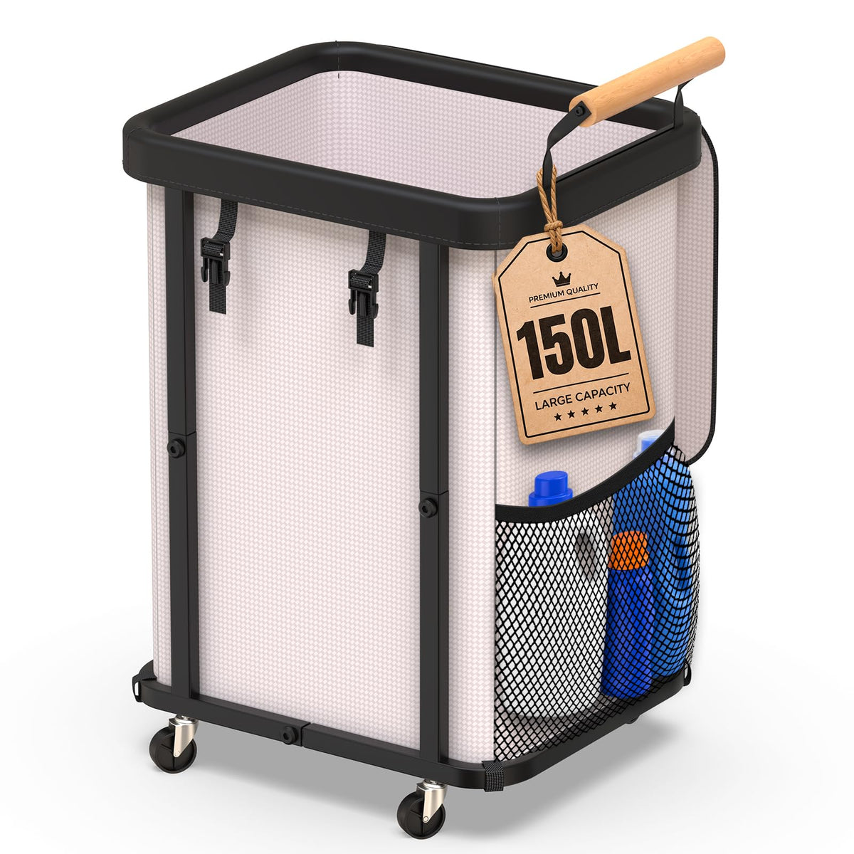 Laundry Hamper 3 Section,Rolling Laundry Basket with Wheels and Lid,White