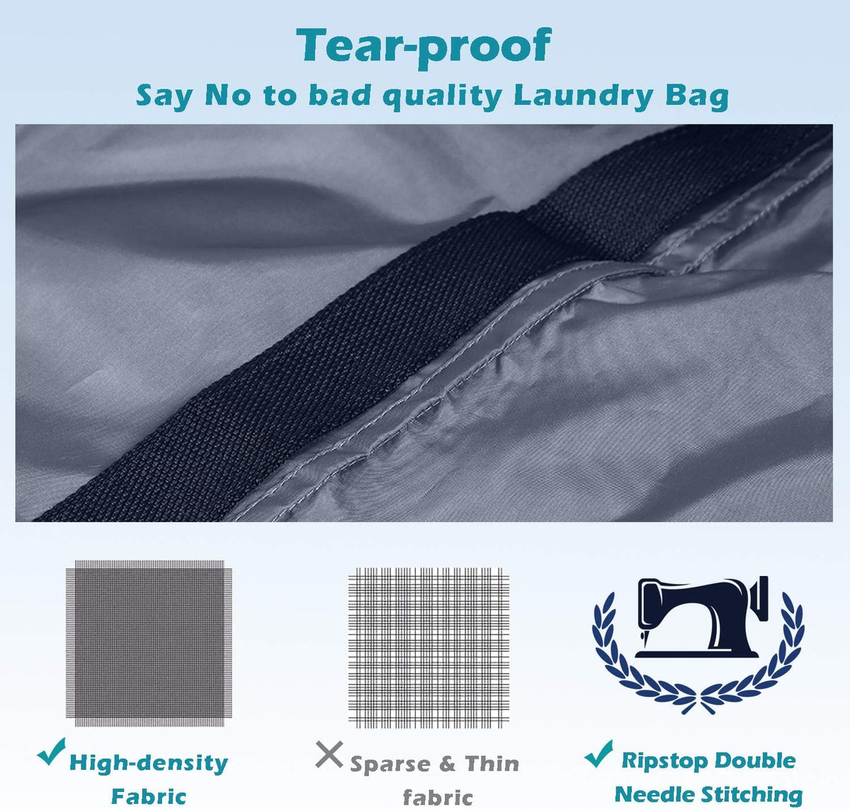 Coomee Heavy Duty Laundry Bag, 2 Pack XL Nylon Laundry Bags with Straps