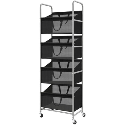 STO STO 3-Tier Vertical Rolling Laundry Hamper, Removable Bags, Black Mesh