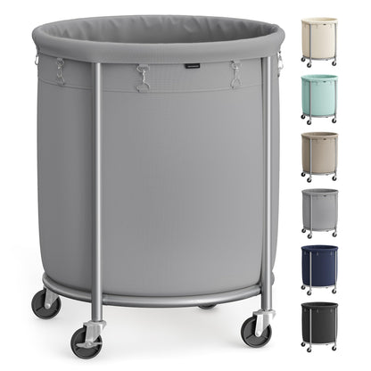 SONGMICS Laundry Basket with Wheels,190L, Steel Frame, Removable Bag