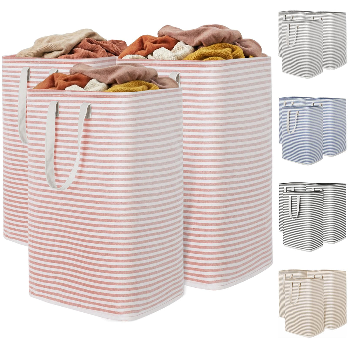 Lifewit 80L Large Laundry Baskets, Laundry Hampers Bags, 2 Pack, Grey&Blue