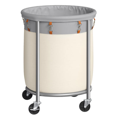 SONGMICS Laundry Basket with Wheels,190L, Steel Frame, Removable Bag