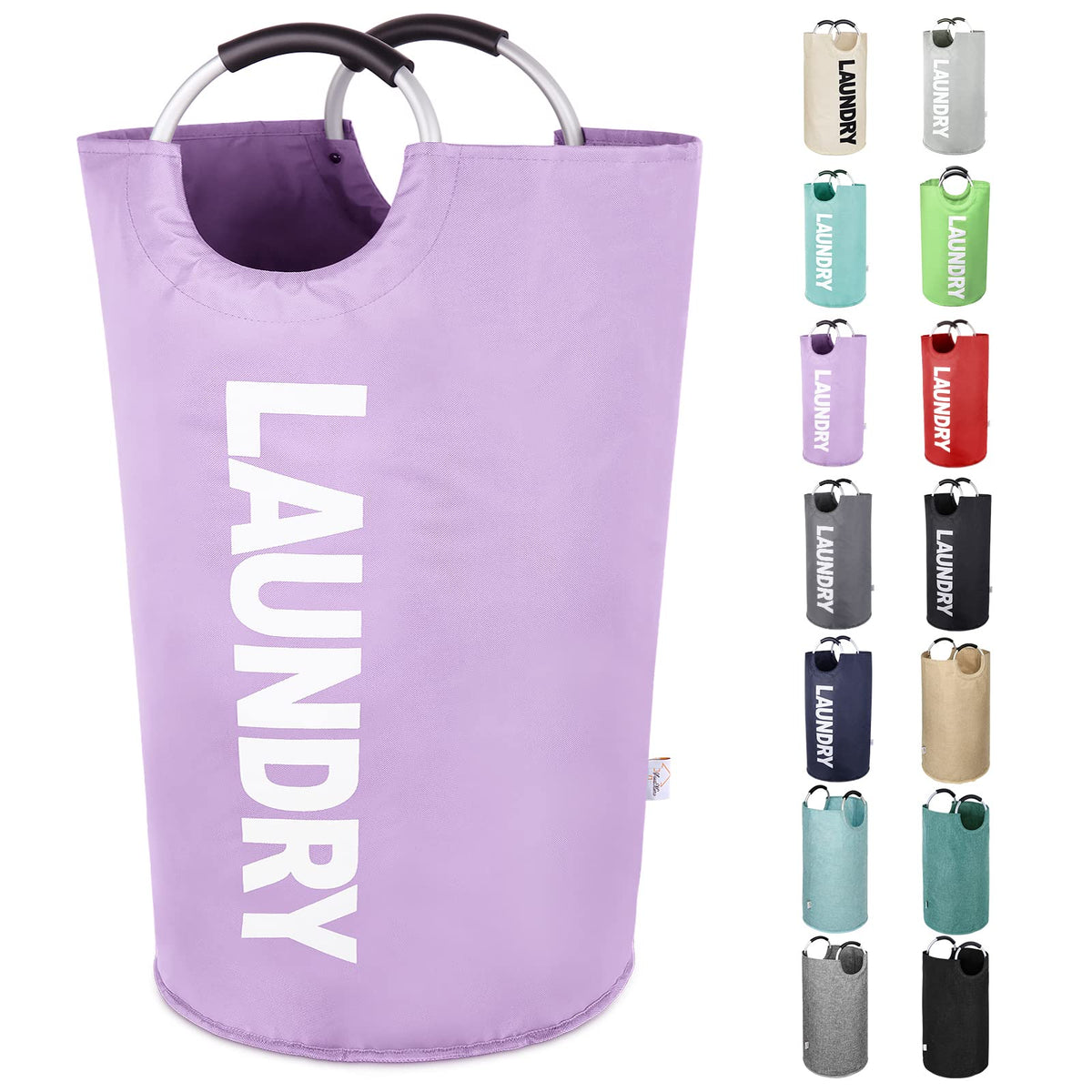 Large Laundry Basket, Laundry Hamper Bag with Handles, 95L, Black