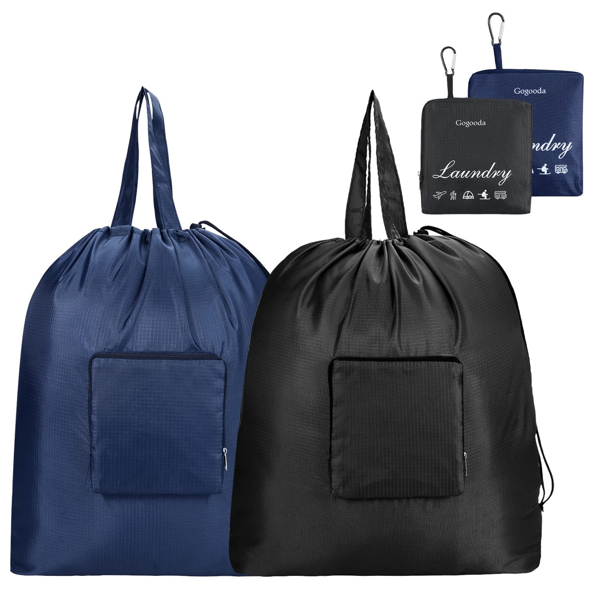 GOGOODA Travel Laundry Bags with Drawstring Closure XL Large with Handle
