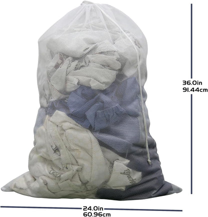 2-Pack Large Mesh Laundry Bag, 24x36 Inch White