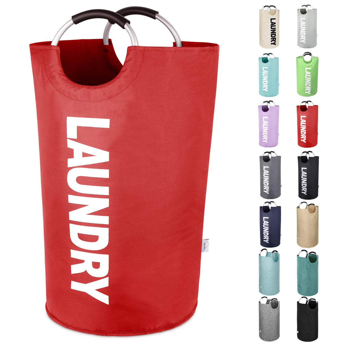 Large Laundry Basket, Laundry Hamper Bag with Handles, 95L, Black