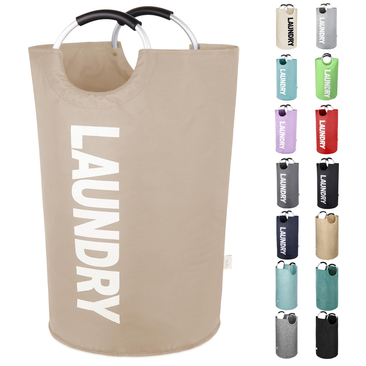 Large Laundry Basket, Laundry Hamper Bag with Handles, 95L, Black