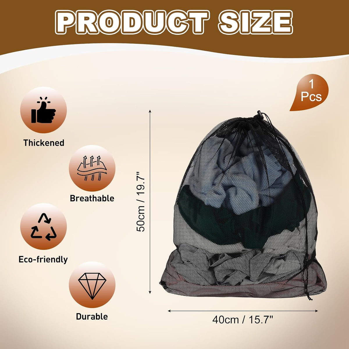 uxcell Mesh Laundry Bag 15.7x19.7" Large Drawstring Net Coarse Mesh, Black