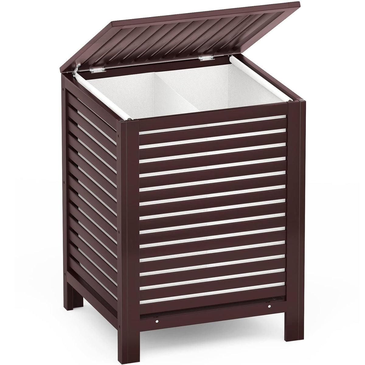 Homykic 120L Bamboo Laundry Hamper with Lid and Removable Liner Bag, Black