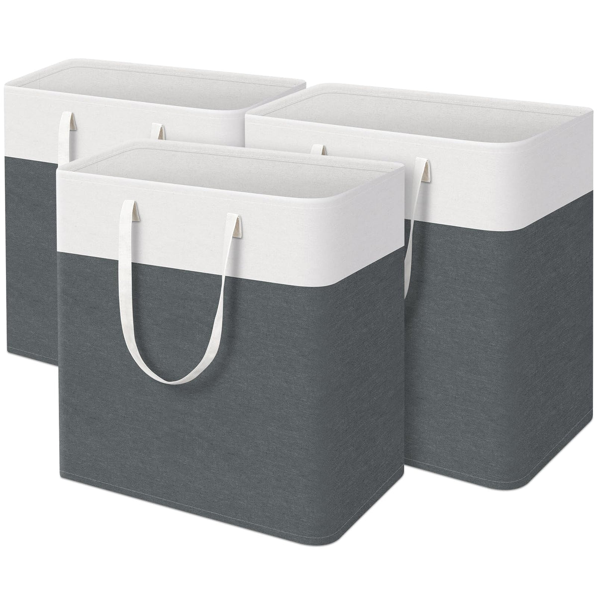 TasticTotes Laundry Basket 3-Pack, Laundry Hamper, 75L-Black