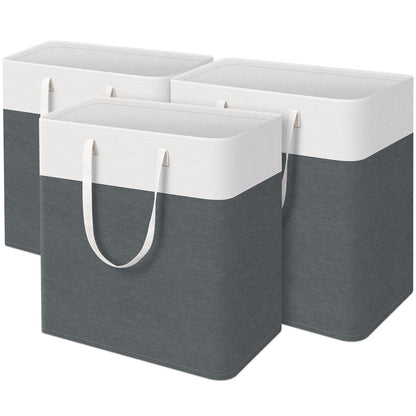 TasticTotes Laundry Basket 3-Pack, Laundry Hamper, 75L-Black