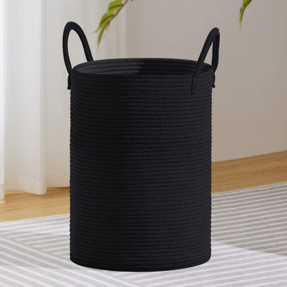 VIPOSCO 58L Tall Woven Laundry Basket Hamper, White Brown