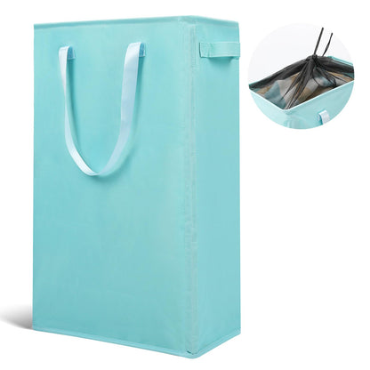 Odonata Slim Laundry Hamper Handles Collapsible Laundry Basket Thin Dirty Clothes Basket Narrow Laundry Bag Foldable Dirty Hamper 45L (Black)