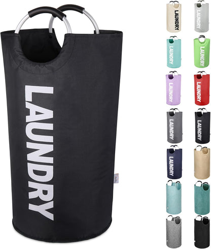 Large Laundry Basket, Laundry Hamper Bag with Handles, 95L, Black