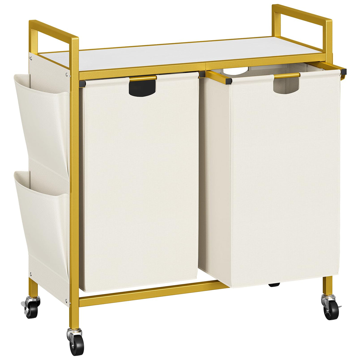 WOWLIVE Double Laundry Hamper with Wheels, Rolling Laundry Basket Organizer