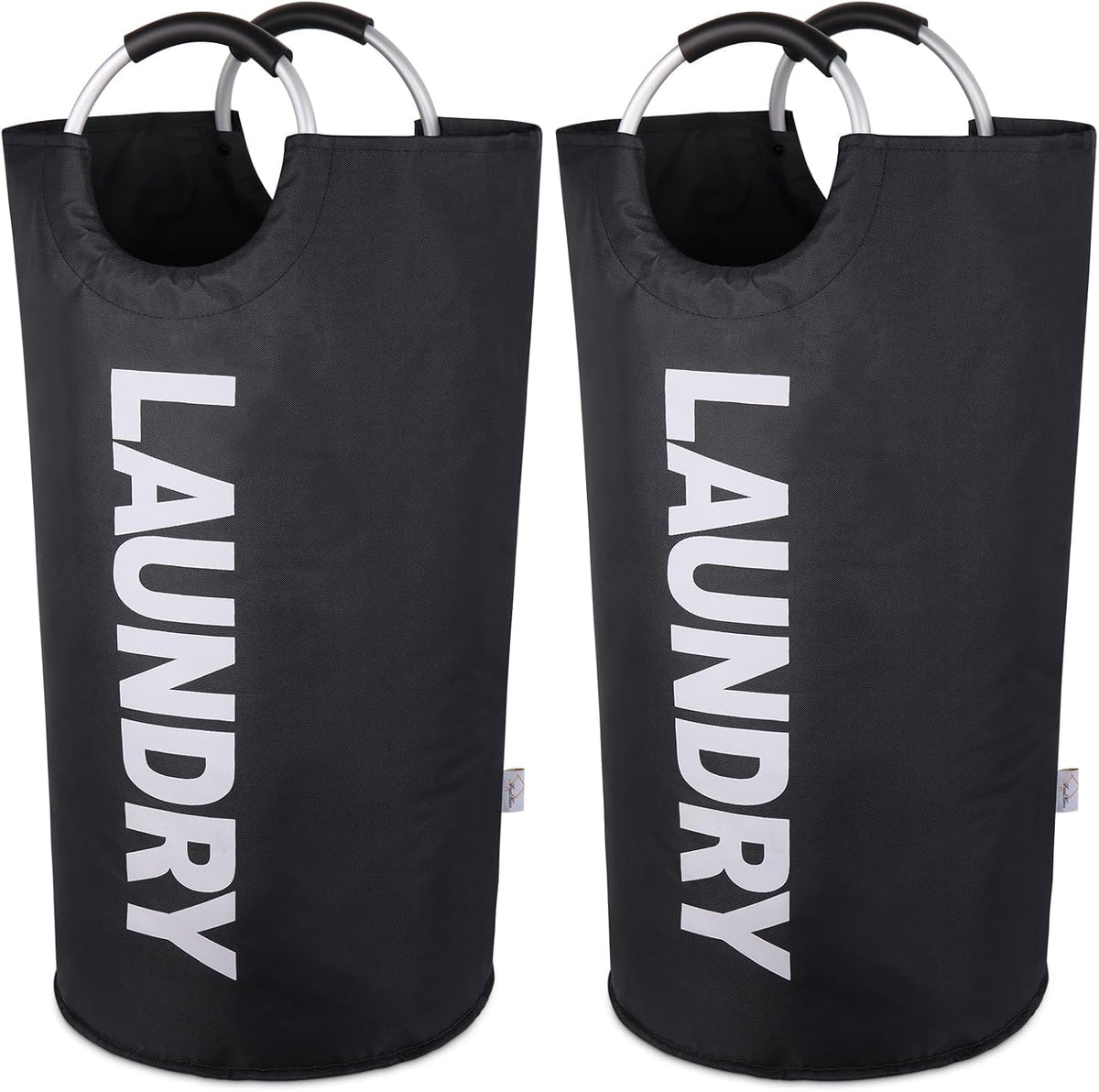Large Laundry Basket, Laundry Hamper Bag with Handles, 95L, Black