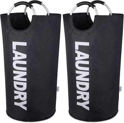 Large Laundry Basket, Laundry Hamper Bag with Handles, 95L, Black