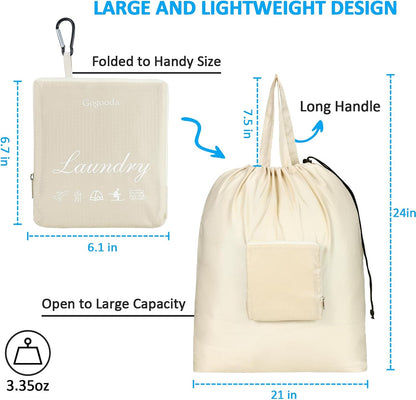 GOGOODA Travel Laundry Bags with Drawstring Closure XL Large with Handle