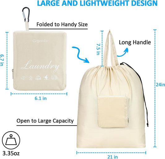 GOGOODA Travel Laundry Bags with Drawstring Closure XL Large with Handle