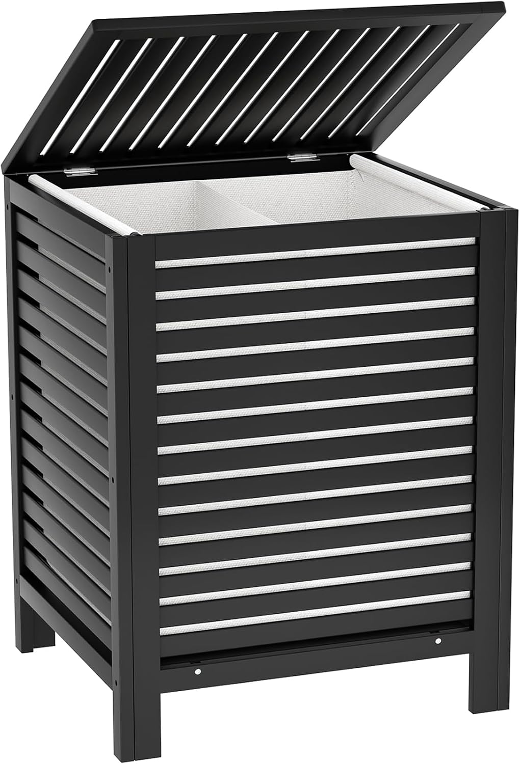 Homykic 120L Bamboo Laundry Hamper with Lid and Removable Liner Bag, Black